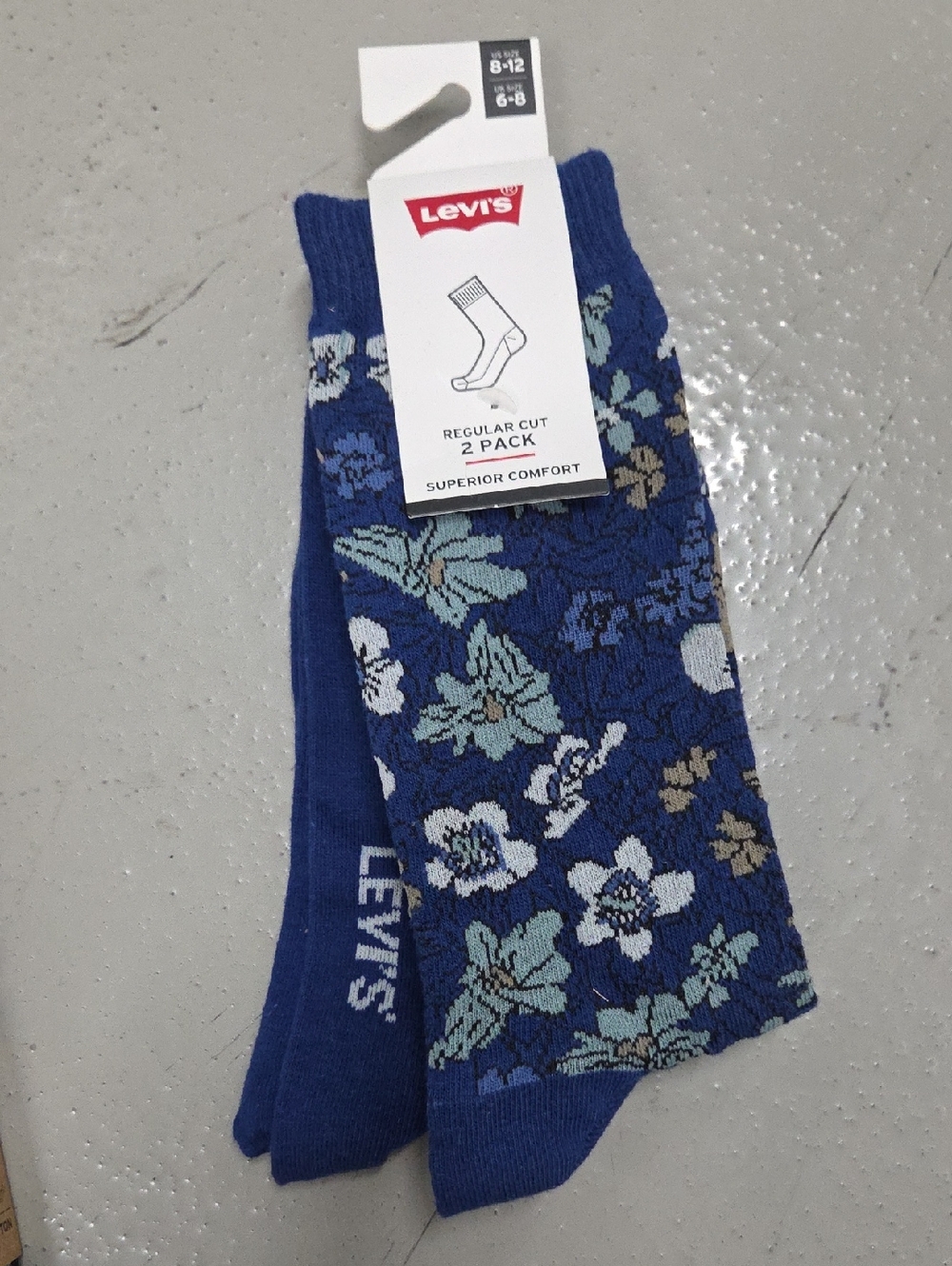 Levi's Blue Floral Crew Socks - 2 Pack